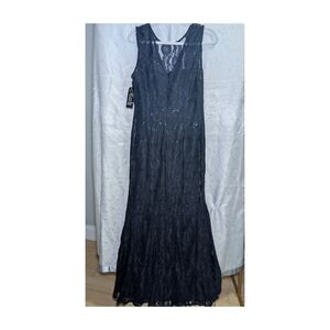 Alex Evenings Midnight Blue Lace Maxi Dress